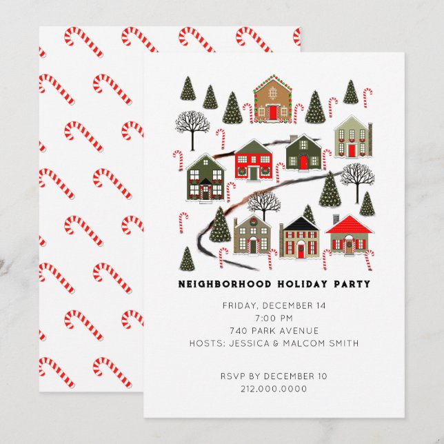 Invitaciones para fiestas de vacaciones de navidad (Anverso / Reverso)