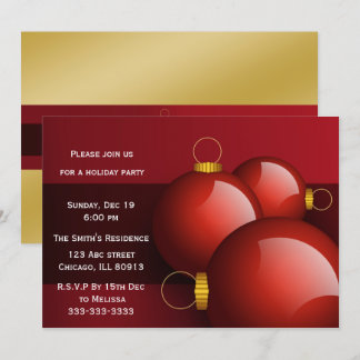 invitaciones para fiestas de vacaciones de oro roj