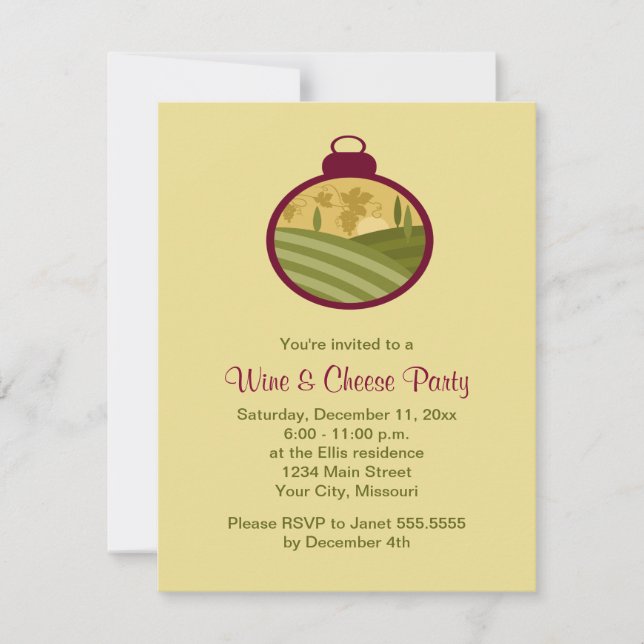 Invitaciones para fiestas de vino y queso de vacac (Anverso)
