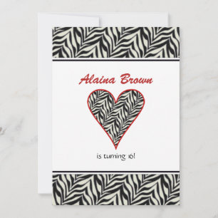 Invitaciones para fiestas del corazón de Zebra