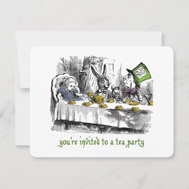 Invitaciones para fiestas del té loco (Anverso)