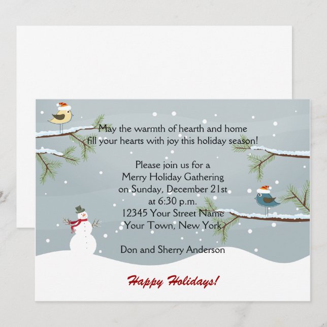 Invitaciones para fiestas navideñas con nevadas de (Anverso / Reverso)