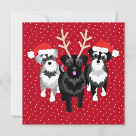 Invitaciones para fiestas navideñas con Schnauzers