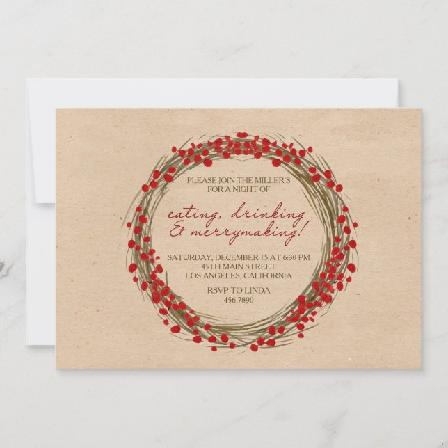 Invitaciones para fiestas navideñas de los navidad (Anverso)