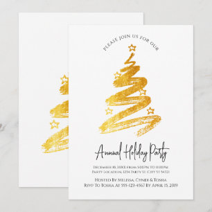 Invitaciones para fiestas navideñas de oro