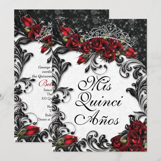 Invitaciones para fiestas Quinceañera y Sweet 16 (Anverso / Reverso)