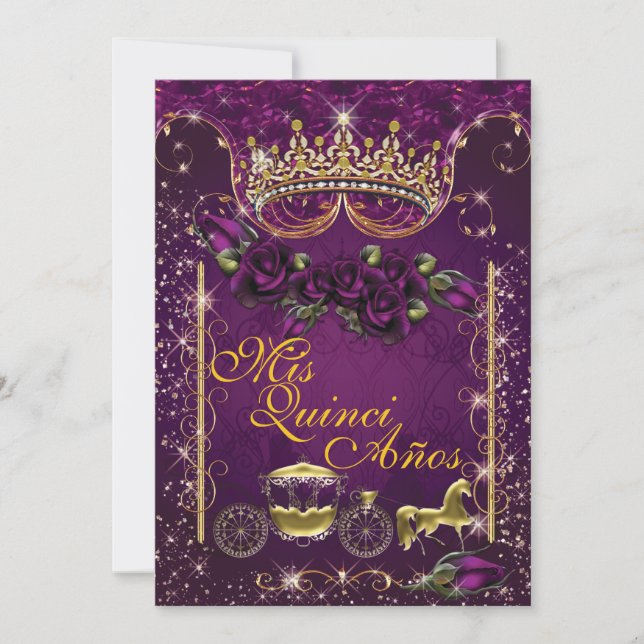 Invitaciones para fiestas Quinceañera y Sweet 16 (Anverso)
