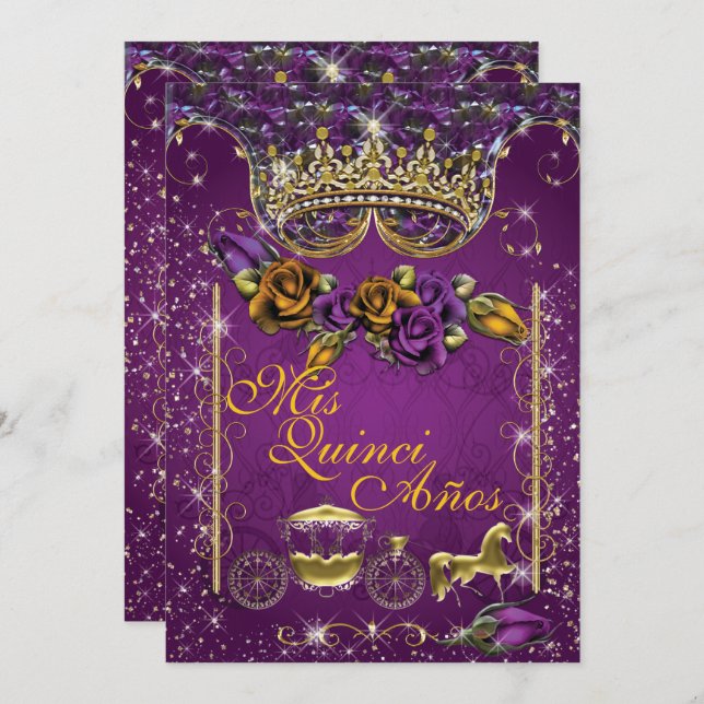 Invitaciones para fiestas Royal Quinceañera y Swee (Anverso / Reverso)