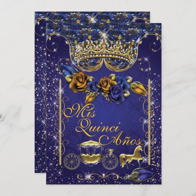 Invitaciones para fiestas Royal Quinceañera y Swee (Anverso / Reverso)