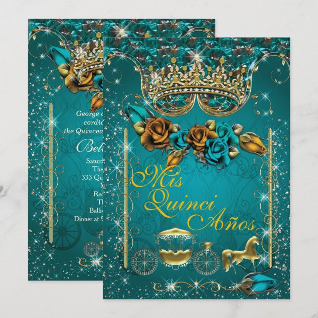 Invitaciones para fiestas Royal Quinceañera y Swee (Anverso / Reverso)