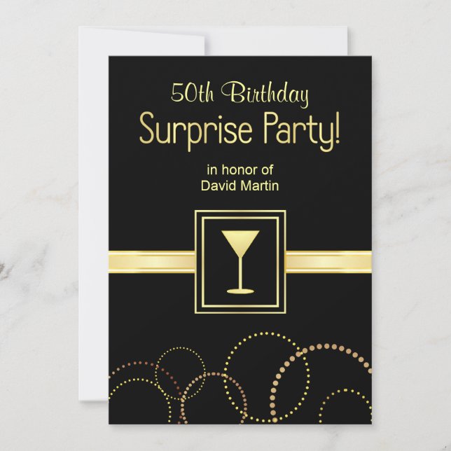 Invitaciones para fiestas sorpresa por cumpleaños  (Anverso)