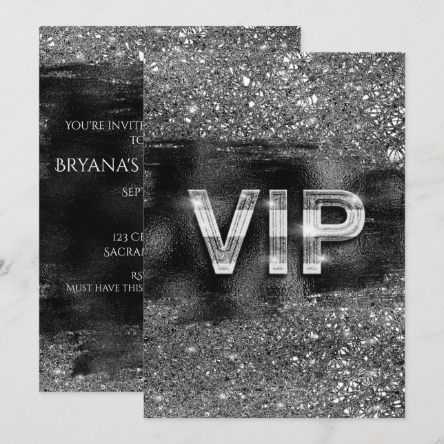 Invitaciones para fiestas VIP del Club de Moda Gla (Anverso / Reverso)