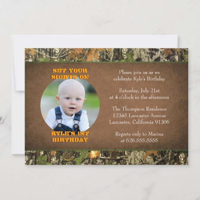 Invitaciones para foto de niño de cumpleaños de Ca (Anverso)