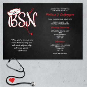 Invitaciones para graduación de BSN con cita de en