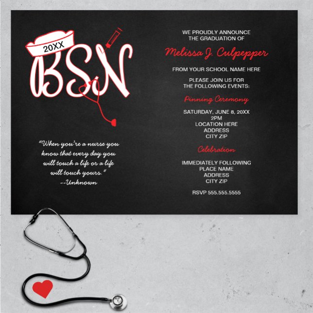 Invitaciones para graduación de BSN con cita de en (Subido por el creador)
