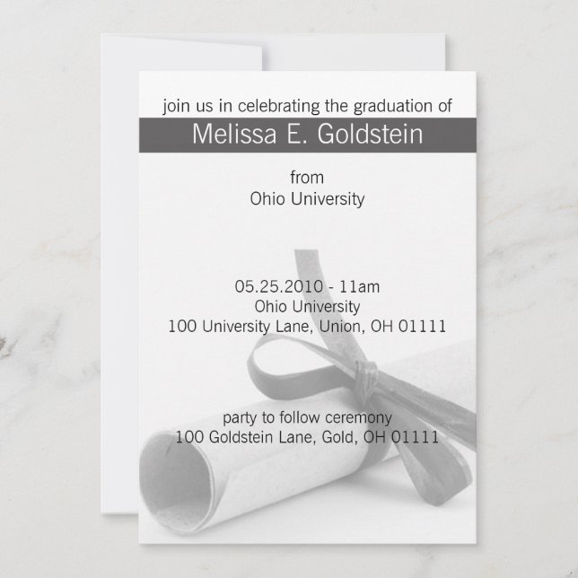 Invitaciones para graduación de Diploma (Anverso)