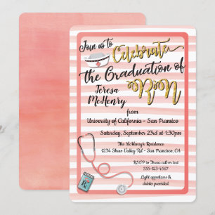 Invitaciones para graduación de enfermeras de oro 