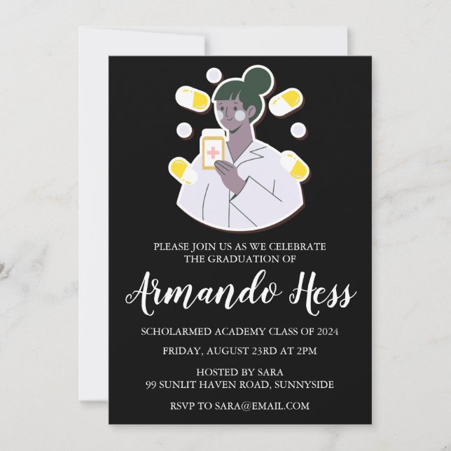 invitaciones para graduación de farmacia (Anverso)