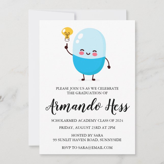 invitaciones para graduación de farmacia (Anverso)