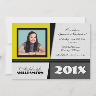 Invitaciones para graduación de fotos amarillas y 