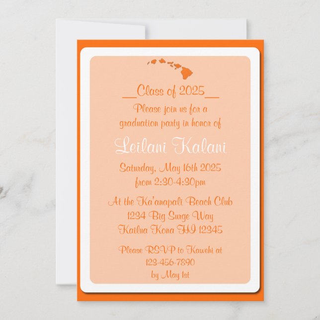 Invitaciones para graduación de naranja personaliz (Anverso)