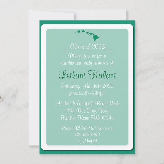 Invitaciones para graduación de personalizado Hawa (Anverso)