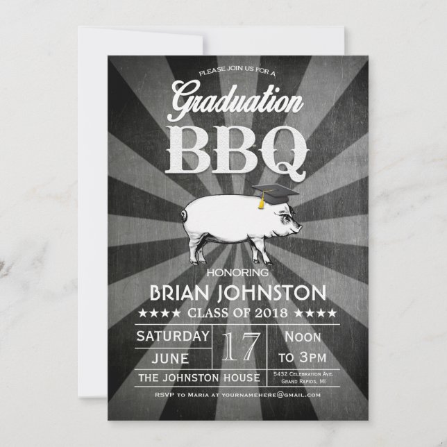 Invitaciones para graduación en barbacoa (Chalkboa (Anverso)