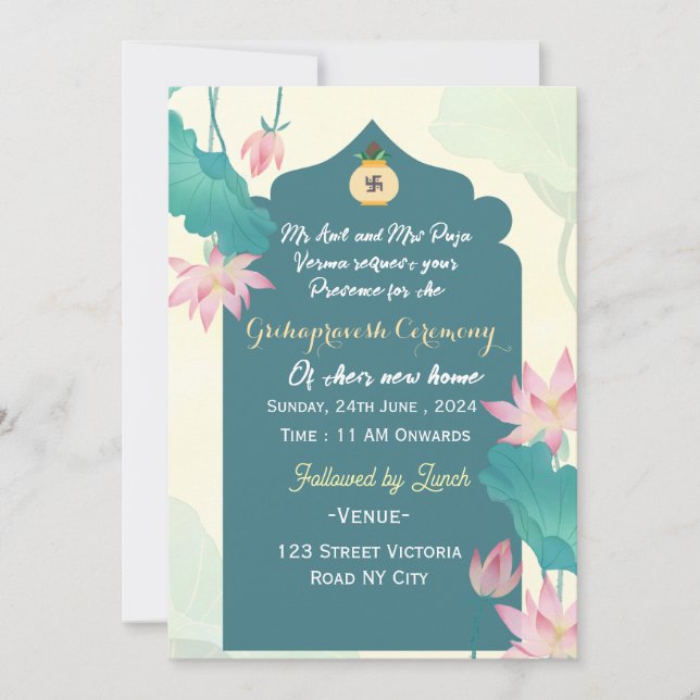 Invitaciones para Grihapravesh (Anverso)