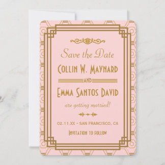 Invitaciones para guardar la fecha con arte deco r