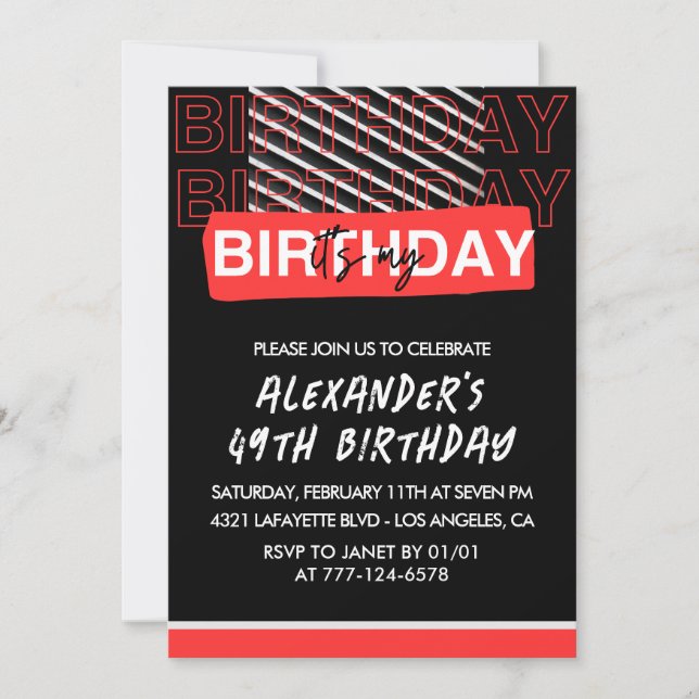 invitaciones para hombres a la fiesta de cumpleaño (Anverso)