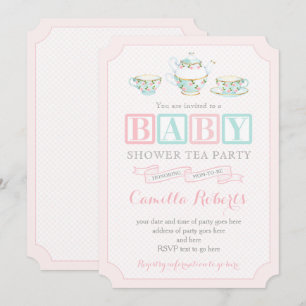 Invitaciones para la bebé de un Fiesta de té 