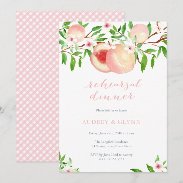 Invitaciones para la cena de ensayo para el Boda d (Anverso / Reverso)