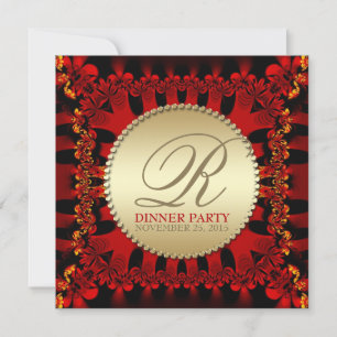Invitaciones para la cena de oro de Satin Red Fril