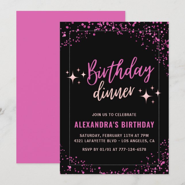 Invitaciones para la cena del 29 cumpleaños de Bla (Anverso / Reverso)