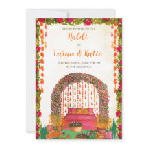 invitaciones para la ceremonia Haldi de boda hindú
