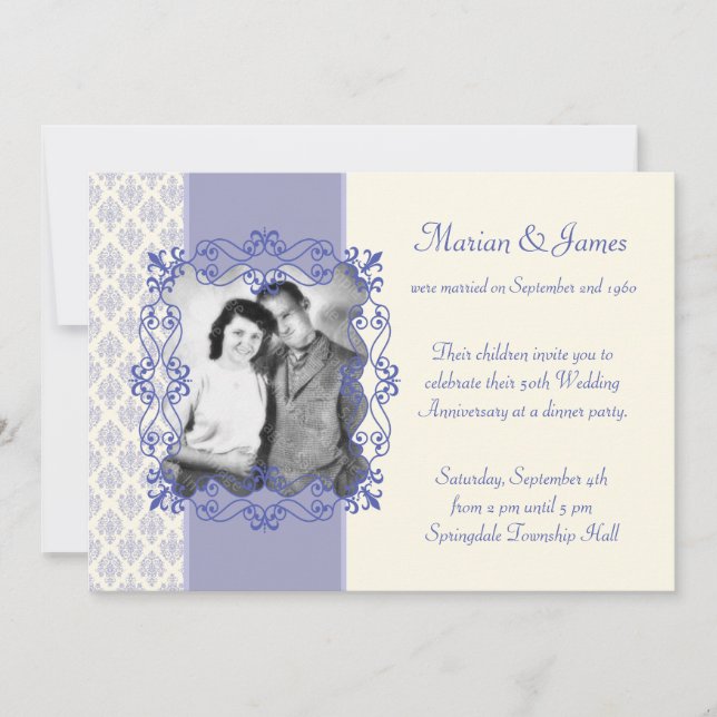 Invitaciones para la fiesta de aniversario de boda (Anverso)