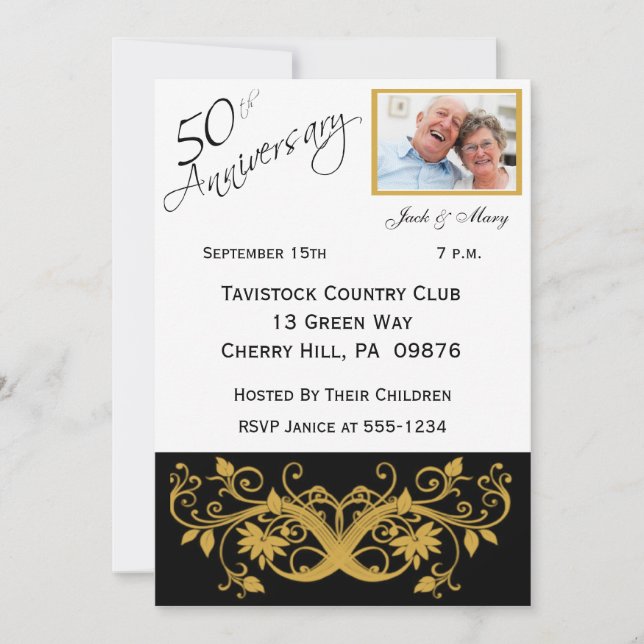 Invitaciones para la fiesta de aniversario de boda (Anverso)