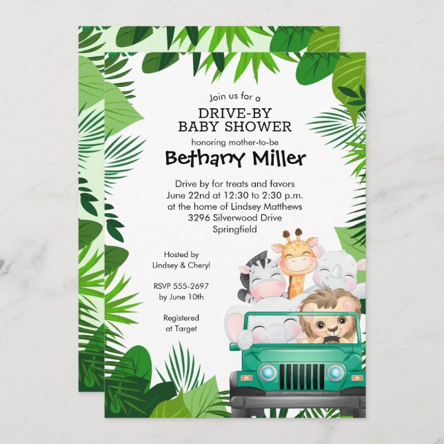 Invitaciones para la fiesta de baby shower de Safa (Anverso / Reverso)