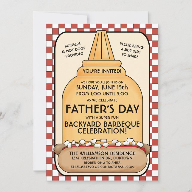 Invitaciones para la Fiesta de Barbeque del Día de (Anverso)