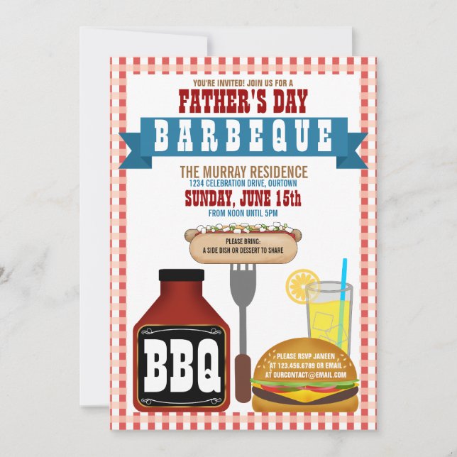 Invitaciones para la Fiesta de Barbeque del Día de (Anverso)