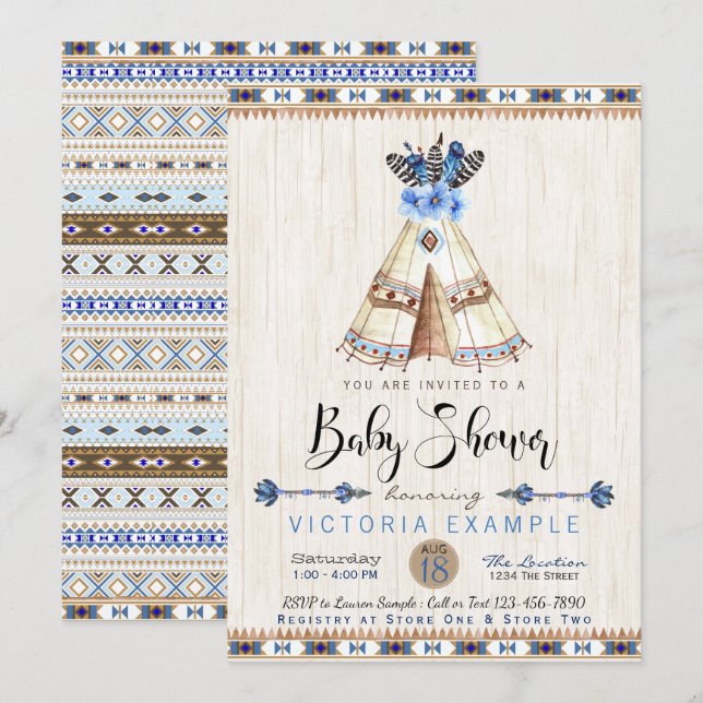 Invitaciones para la fiesta de bebé de niños Teepe (Anverso / Reverso)