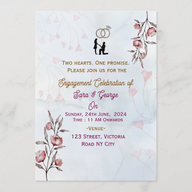 Invitaciones para la fiesta de compromiso  (Anverso)