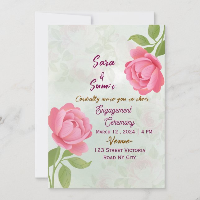 Invitaciones para la Fiesta de Compromiso  (Anverso)