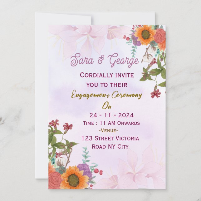 Invitaciones para la Fiesta de Compromiso  (Anverso)