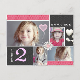 Invitaciones para la fiesta de corazones de damasq