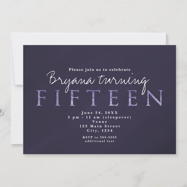 Invitaciones para la fiesta de cumpleaños 15 de Sm (Anverso)