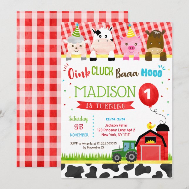 Invitaciones para la fiesta de cumpleaños de los a (Anverso / Reverso)