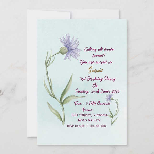 Invitaciones para la fiesta de cumpleaños de niños (Anverso)