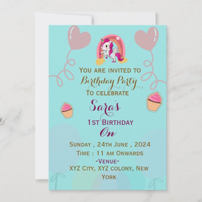 Invitaciones para la fiesta de cumpleaños de un ni (Anverso)