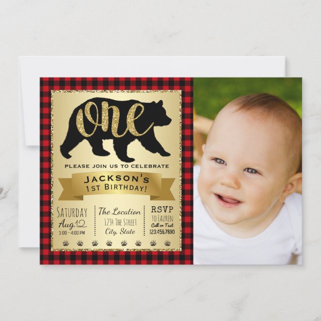 Invitaciones para la fiesta de cumpleaños número 1 (Anverso)